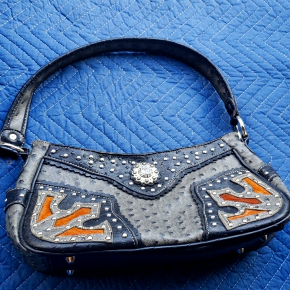 Gray Leather Handbag